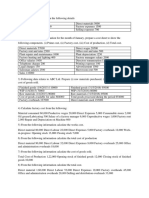 Cost Sheet Exercises