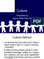 Culture: Presented By: Jeanne Balili-Falle, RN