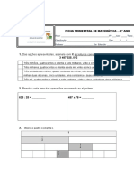 Ficha Avaliação Matemática 4.ºano (Dezembro)