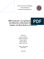 HHO Generator: An Experimental Study On The Effectivity of Electrolyte Solution and Number of Cells in Hydroxy Production