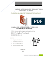 Causas de Deterioro Del Patrimonio Cultural ARQUE CHAMBI VALLE VILCHES PDF