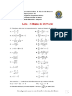 Lista Sobre Regras de Derivação