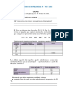 Teste Diagnostico Quim 10 (Enunciado) PDF