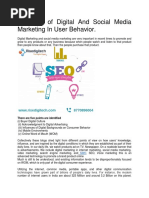 The Part of Digital and Social Media Marketing in User Behavior