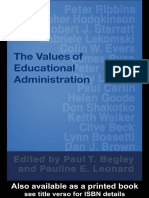 (Paul Begley) Values of Educational Administration