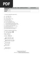 Examen Matemáticas 4 ESO. - Tema 1 Números Enteros y Racionales