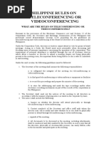 Philippine Rules On Teleconferencing or Videoconferencing