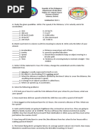 Force and Motion - Summative Test