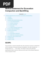Method Statement For Excavation Compaction and Backfilling