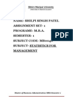 Name-Shilpi Singh Patel Assignment Set - 1 Programe - M.B.A. Semester - 1 Subject Code - Mb0040 Subject - Statistics For Management