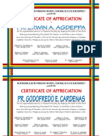 Certificate of Pastor's Appreciation