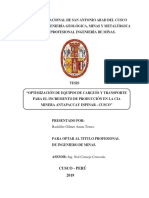 Optimización de Equipos de Carguío y Transporte para El Incremento de Producción en La Cia Minera Antapaccay Espinar - Cusco