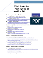 Useful Web Links For Principles of Mathematics 10