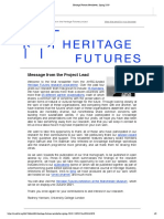 Heritage Futures Newsletter, Spring 2019