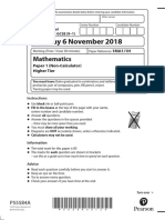 GCSE Maths 9 1 Edexcel Nov 2018 Higher Paper 1 Question Paper