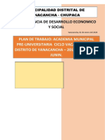 Plan Academia Municipal Yanacancha Chupaca