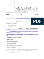 Ley #27626, Ley de Intermediación Laboral