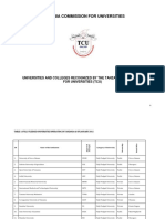 Recognised Universities Colleges Centres