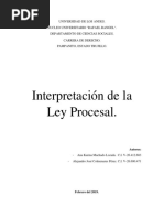 Interpretación de La Ley Procesal.