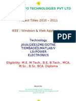 Project Titles 2010 - 2011 IEEE / Windows & Web Applications