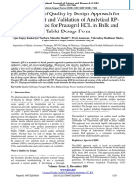 Application of Quality by Design Approach For Development and Validation of Analytical RP-HPLC Method For Prasugrel HCL in Bulk and Tablet Dosage Form