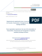 Experiencias de Organización Trans: El Caso de La Asociación de Travestis, Transexuales y Transgéneros de Argentina Filial Santiago Del Estero