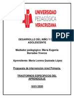 Propuesta de Intervencion Psicopedagogica Trastornos Especificos Del Aprendizaje