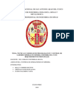 T.a-Tecnicas o Modelos de Programacion y Control de Labores Mineras en Mineria Subterranea y Requeriminetos Principales