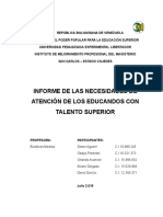 Necesidades de Atención de Los Educandos Con Talento Superior Informe