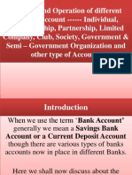 Opening & Operation of Bank Account