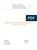 Rapport Efficacité Energetique Appliquée À La Machine Thermique