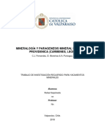 Mineralogía y Paragenesis Mineral de La Mina Providenica - Rafa