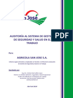 Informe de Auditoría Del SGSST-AGRÍCOLA SAN JOSÉ