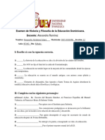 Examen de Historia y FilosofÃ - A de La EducaciÃ N Dominicana Sori