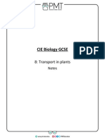 Summary Notes - Topic 8 Transport in Plants - CIE Biology IGCSE PDF