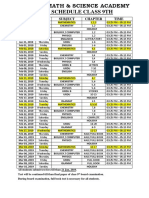 9TH Test Schedule