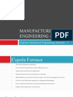 Manufacturing Engineering - I: Diploma Mechanical Engineering Semester: 3