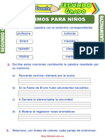 Sinónimos para Niños para Segundo Grado de Primaria