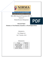 Monetary vs. Non Monetary Benefits (HRM - Research Paper)