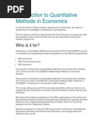 Introduction To Quantitative Methods in Economics