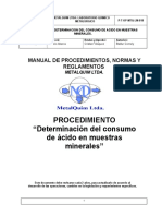 P-T-OP-MTQ-LM-018 Determinacion Del Consumo de Acido en Muestras de Minerales