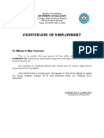 Certificate of Employment