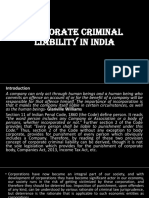 Corporate Criminal Liability in India