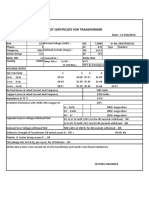 Test Certificate For HT Transformers