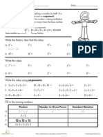 Power and Exponents Worksheet