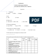 Questionnaire A Study On Enhancing Job Satisfaction at Cholayil Private Limited (CPL) - Chennai