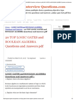 20 TOP LOGIC GATES and BOOLEAN ALGEBRA Questions and Answers PDF LOGIC GATES and BOOLEAN ALGEBRA Questions and Answers PDF