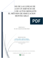 Analisis de Las Lineas de Espera Mediante Metodo de Simulacion Montecarlo