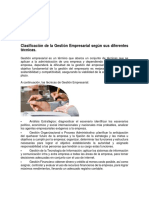 Clasificación de La Gestión Empresarial Según Sus Diferentes Técnicas