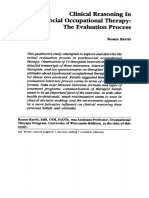 Clinical Reasoning in Psychosocial Occupational Therapy - The Evaluation Process. Barris1987